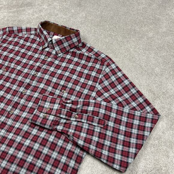 Genteal Performance Flannel Shirt Mens Medium Button Down Red Plaid Pockets - Picture 1 of 10